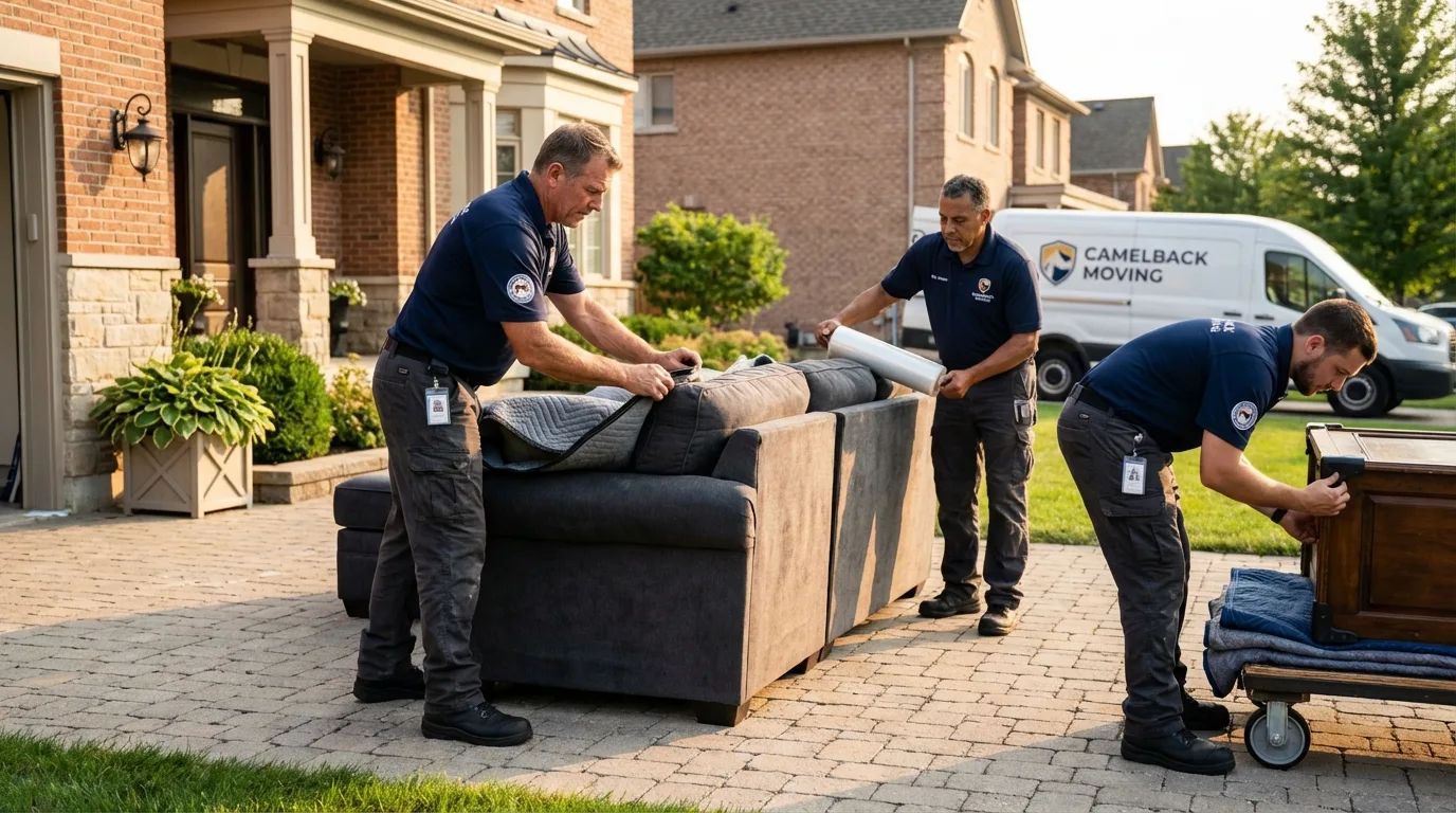 Large estate moving crew wrapping furniture in Woods Cross, UT
