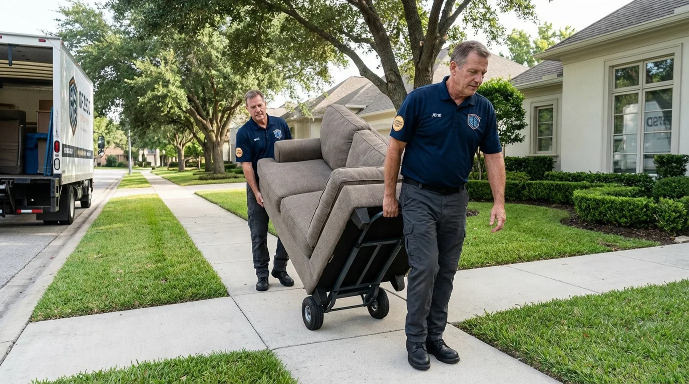 Local residential moving crew loading furniture in Woods Cross, UT
